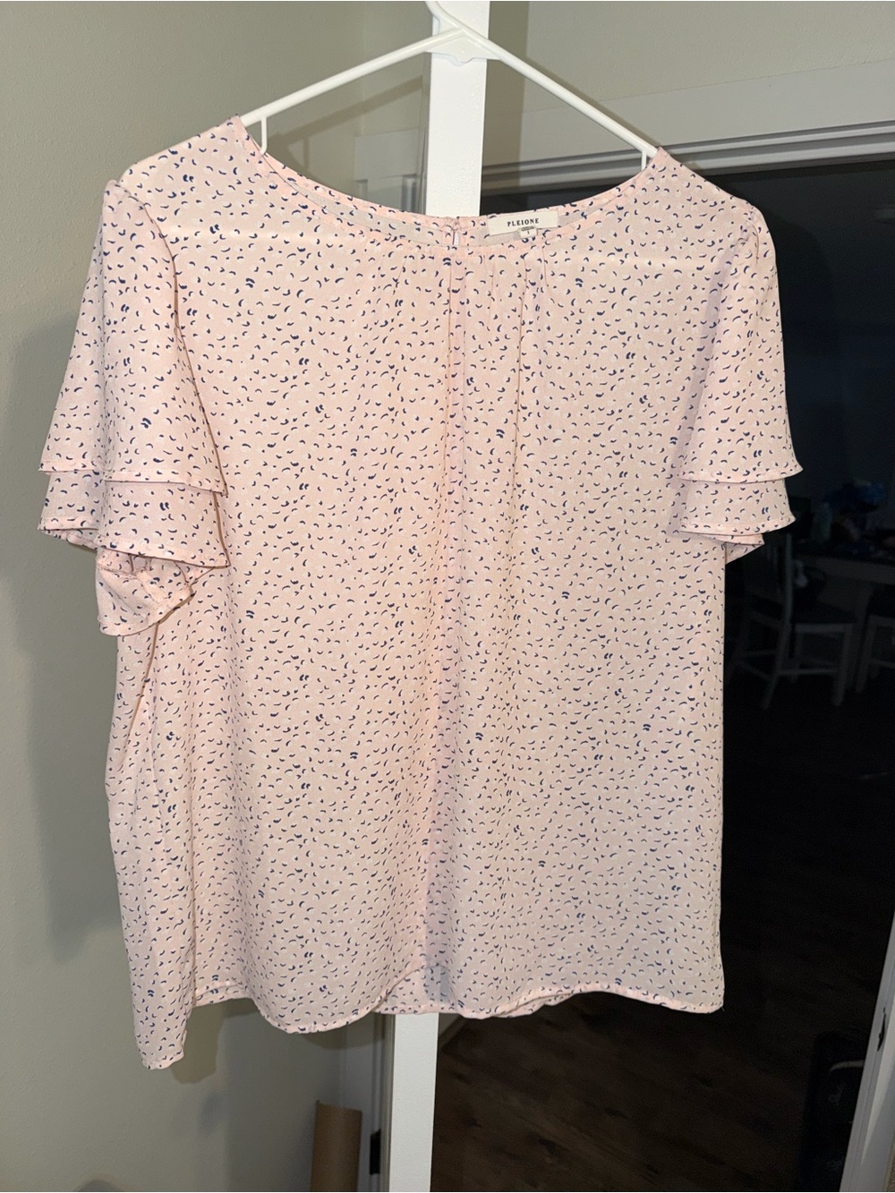Pleione Light Pink Printed Flutter-Sleeve Top